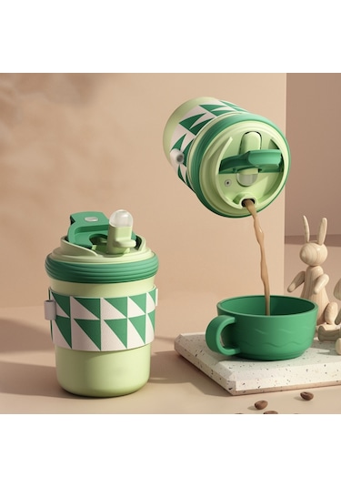 Sones 300ml 316 Paslanmaz Çelik Termos Bardak Üç Amaçlı Pipetli Doğrudan İçim Kahve Kupası