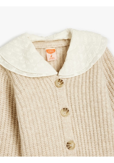 Koton Basic Triko Hırka Bebe Yaka Düğme Detaylı Bej 5wmg90012at Ekru