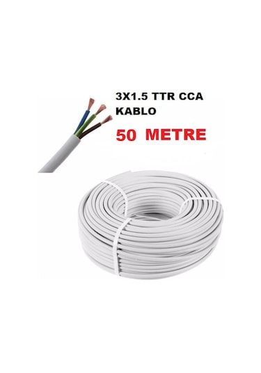 50 Metre 3X1.5 Mm Cca Ttr Çok Telli Elektrik Kablosu