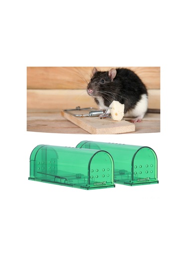 Youmex 2 Adet Otomatik Kilitleme Plastik Fare Tuzağı - Su Geçirmez, Ev Ve Restoranlar İçin Sürekli Kapanabilen, Temizliği Kolay Yeşil