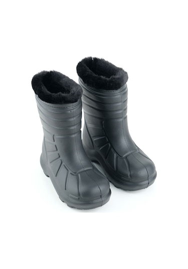 Gezer Erkek Çocuk Kışlık Eva İçi Sıcak Astarlı Rahat Taban Yağmur Bot Çizme Siyah