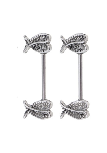 Homyl 1 Çift Paslanmaz Çelik Melek Kanatları 16g Meme Halkası Gümüş