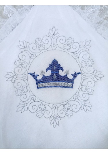 Dantelli Taçlı Bebek Kundağı Unisex Bebek Dış Kundak Battaniyesi Hastane Çıkışı Mevlütlük Kundak Lacivert