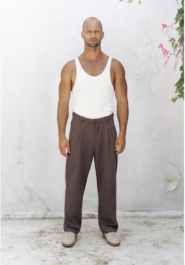 Mai Collection Ayyubay Kahve Pileli Erkek Pantolon Kahverengi