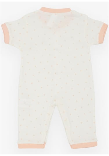 Breeze Kız Bebek Kısa Kollu Tulum Puantiye Desenli 0-3 Ay-6 Ay, Ekru-Ekru