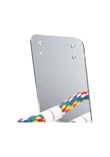 Ruicoo Kuş Aynası Ve Pamuk İp Tünek Seti - Renkli Ve Büyük Boy 13x17.6cm