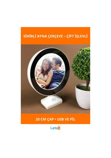 Sihirli Ayna Fotoğraf Çerçevesi 20cm Led Işıklı Hediye