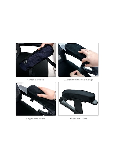 Bellek Köpük Sandalye Koltuk Pedi, Rahat Ofis Sandalyesi Kol Dirsekleri Ve Önkollar İçin Dinlenme Kapağı Basınç Yardımı 2 Set Antrasit - Füme - Gri