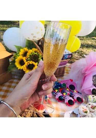 1/8 Adet Plastik Şampanya Kadehi Flüt Tek Kullanımlık Düğün Parti Kaynağı Drinkware 8pcs