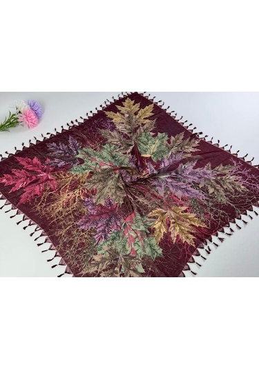 Beyce Cotton Sökme Boncuklu Desenli Tülbent 06439 Bordo