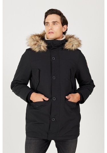 Wrangler Regular Fit Normal Kesim Dik Yaka Erkek Siyah Parka Mont W4D0Wx100 Siyah