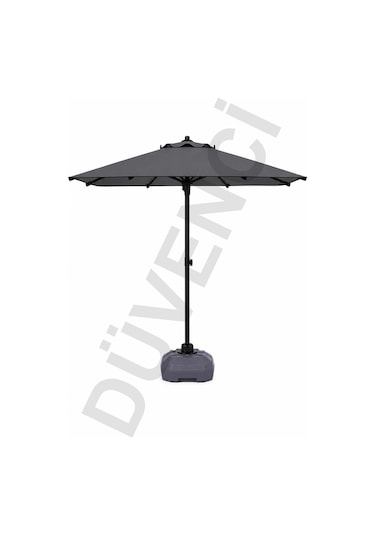 Alubrella Antrasit Kare Güneş Şemsiyesi, 210x210 / 8 Telli, Bidonlu