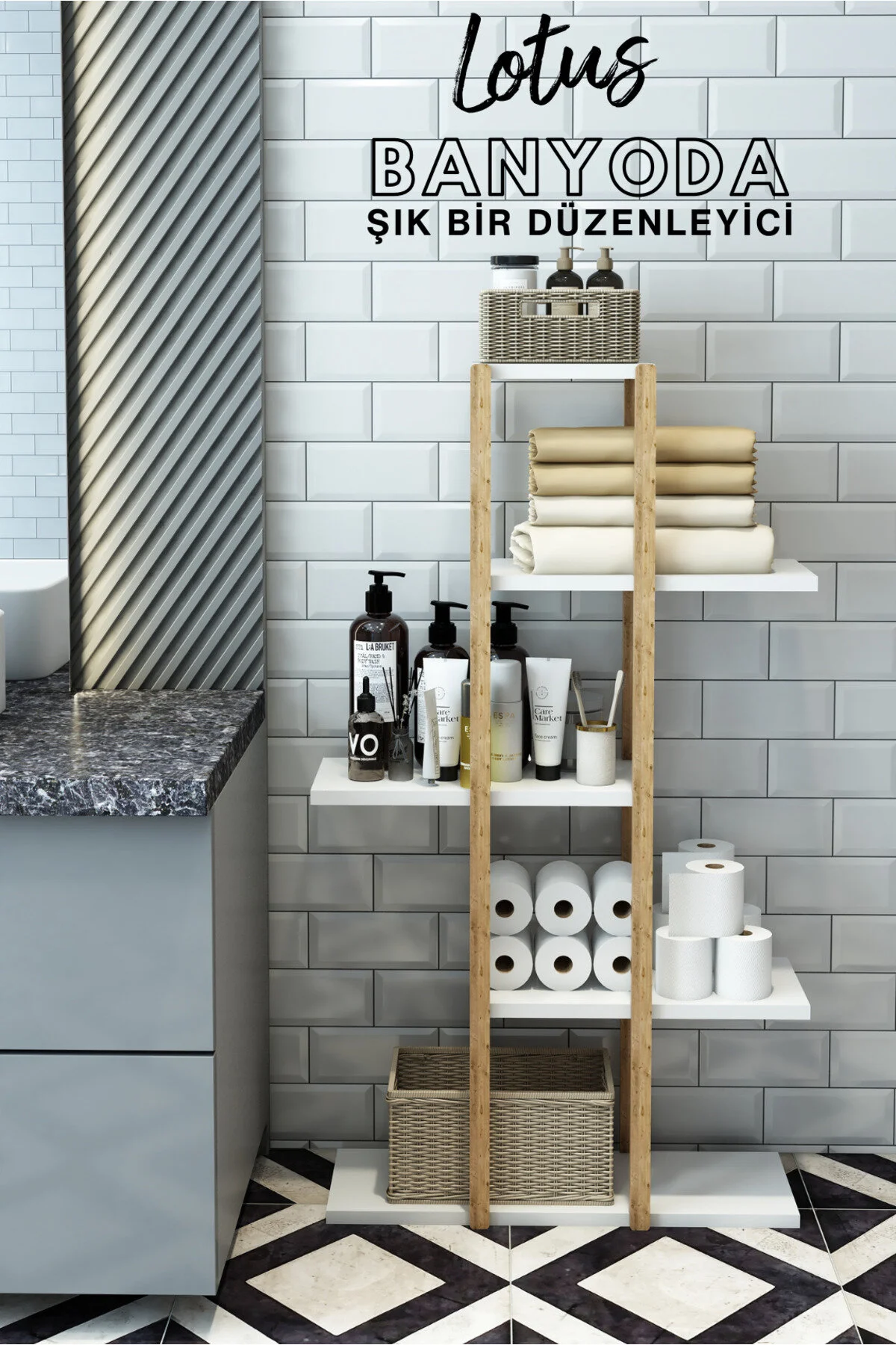 Lotus Ahşap 5 Katlı Çiçeklik, Saksılık, Çiçek Standı, Dekoratif Raf / Çok Amaçlı Kullanım Beyaz