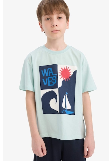 DeFacto Erkek Çocuk 2'li Takım Baskılı Kısa Kollu Tişört Şort F1228A825HSTR107