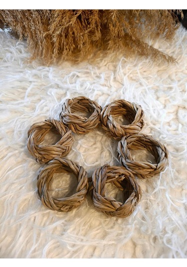 6lı Doğal Hasır Peçete Yüzüğü / Halkası Diğer