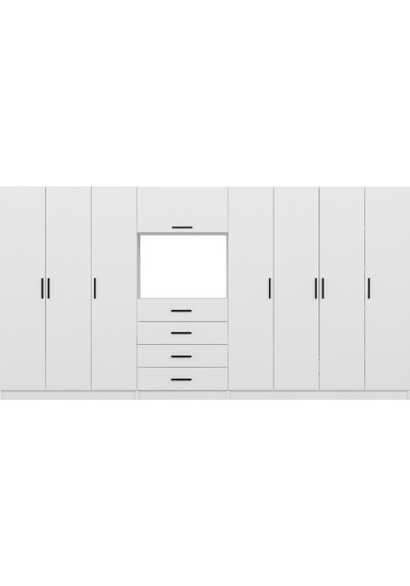 Kale 7 Kapaklı 8 Çekmeceli Tv Modüllü Dolap Beyaz 190cm Beyaz