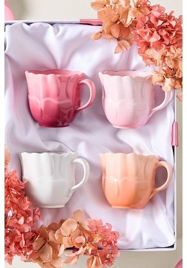 Le Creuset Seramik Çiçek Desenli Kupa Beyaz