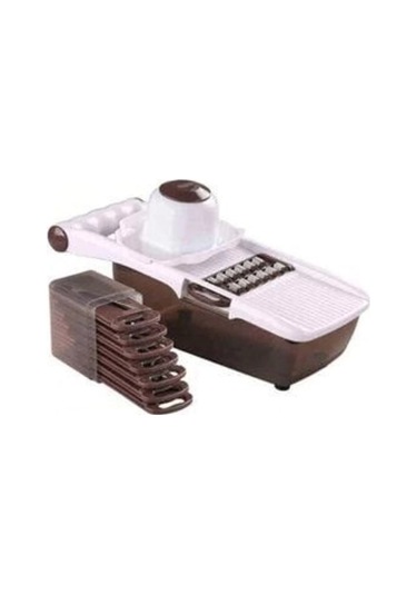 Rende Dilimleyici Hazneli 8 Bıçaklı Sebze Patates Rendeleme Mandolin Doğrayıcı Lüx Dicer Rende Seti