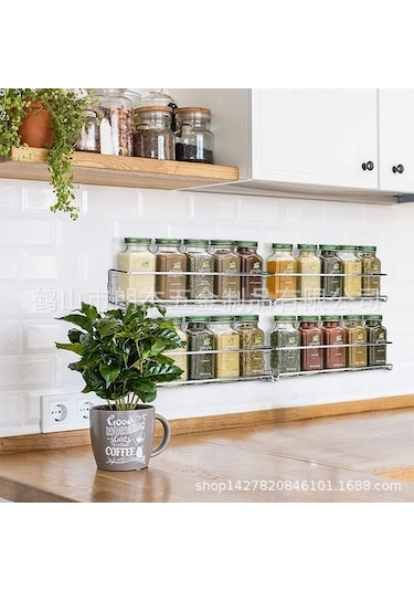Flybuy Raf Mutfak Duvara Monte Baharat Rafı, Delikli Mutfak Dolabı Kapı Depolama, Gümüş Siyah Nokta, Kullanışlı, Dayanıklı, Ev Dekorasyonu Siyah