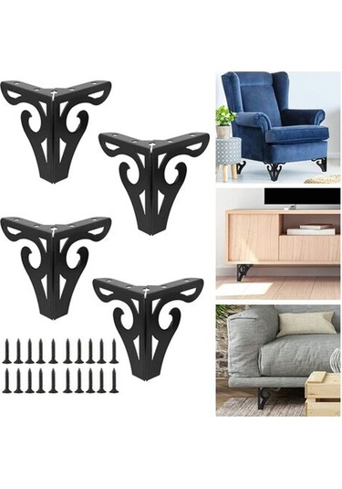 Üçgen Saç Tokası Tasarım Mobilya Ayakları, Krom Kaplamalı Ağır Hizmet Tipi Demir Destekler, Kaymaz Tasarımlı, Kanepeler Ve Dolaplar İçin Kolay Kurulum, 4'lü Set Diğer