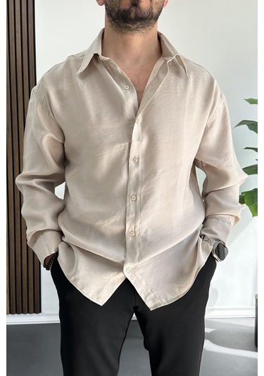 Erkek Salaş Modal Kumaş Gömlek Bej Edw267 Bej