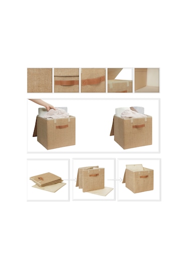 Ocean Home Textile Jüt Kapaklı Kutu 30 x 30 x 30 cm