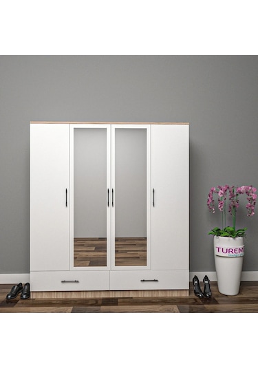 Nuray 4 Kapılı Gardrop Mdf Sis Gri