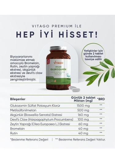 Vitago Vegan Glukozamin 60 Tablet