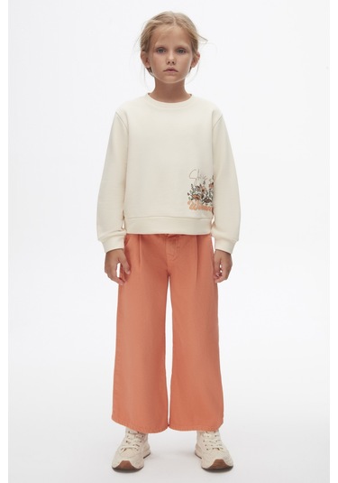 Nk Kids 37516 Kız Çocuk Krem House Flowers Sweat Krem