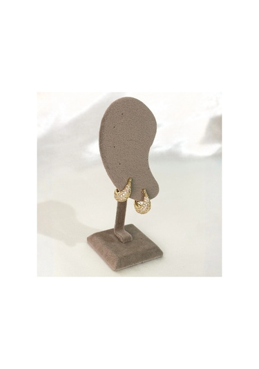 Vıp Zirkon Gold Küpe Gold