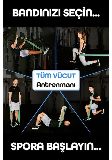 45kg Barfiks Lastiği Gym Resistance Band Antrenman Kas Geliştirme Bandı Yeşil Ultra Sert
