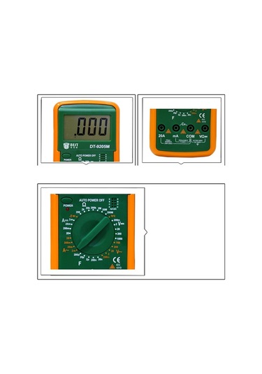 Best Bst-9205m Lcd Dijital Multimetre El Tipi Ac/dc Test Cihazı - Yeşil + Turuncu