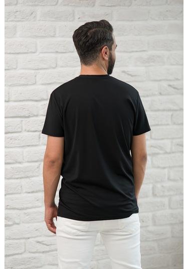 Paul Martin Slimfit Fit Bisiklet Yaka Rayon Kumaş Full Likralı T-shirt Siyah