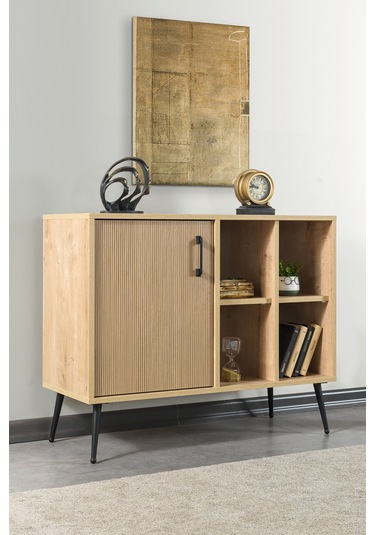 4110 Şile Metal Ayaklı Metal Kulplu 100 Cm Konsol - Tv Ünitesi - Yemek Odası Yunus - Safir Yunus - Safir