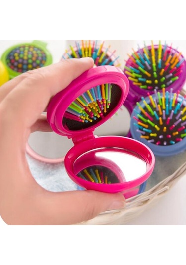 Sones Seyahat Taşınabilir Katlanır Masaj Aynası Tarak Sarı