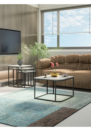 Orta Sehpa Ve Zigon Sehpa Damla Beyaz Beyaz