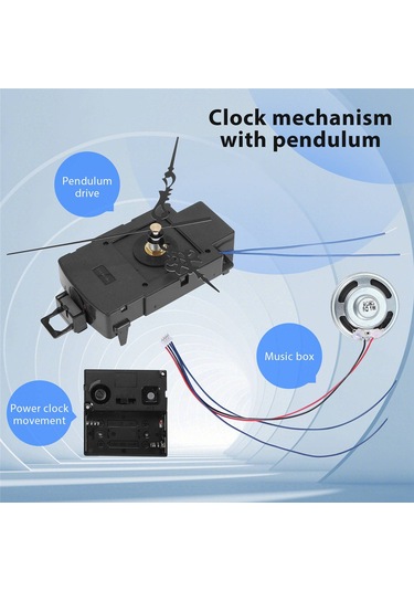 Kuvars Sarkaçlı Saat Mekanizması, Kolları Ve Müzik Kutusu Hoparlörü