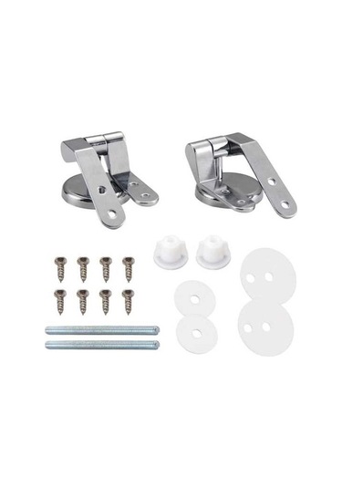 Pazly Suntek Tuvalet Kapağı Menteşe Fikstür Seti Evrensel Gümüş Renk Gümüş