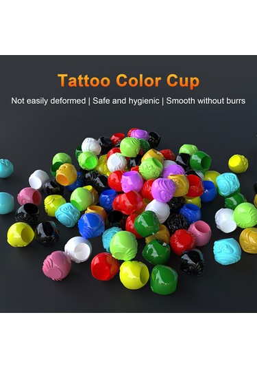 Wezone Tek Kullandım Dövme Mürekkebi Bardakları Sarı Renkli 200 Adet/ Kutusu Sabit Tabanlı Kalın Duvarlı Hijyenik Dövme Malzemesi