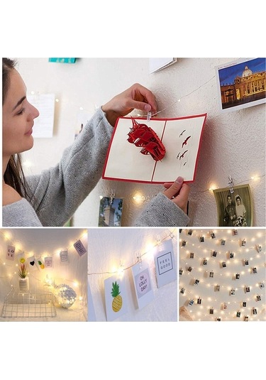 Pazly Usb Peryıldızı Işıklı Şerit 10m 100led 50 Klips Bakır Tel Sıcak Beyaz Noel Dekorasyon