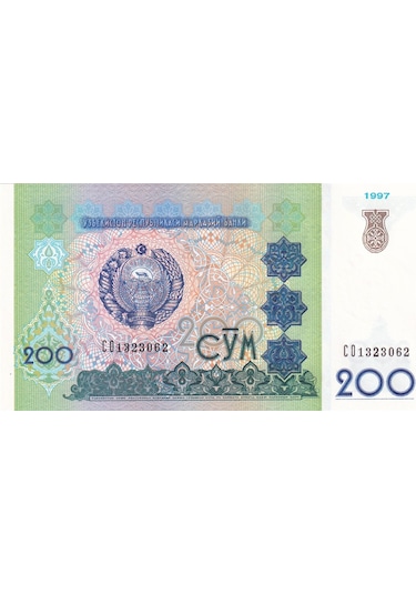 Özbekistan 200 Som 1997 Eski Yabancı Kağıt Para