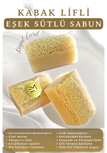 Doğal Kabak Lifli Eşek Sütlü Sabun Yaşlanma Karşıtı Antioksidan