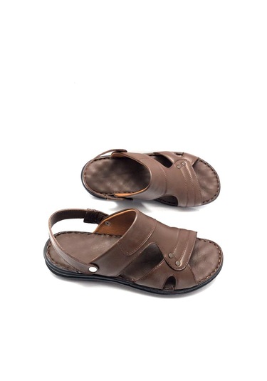 Deritarz Hakiki Deri Tam Ortopedik Masajlı Kahve Erkek Sandalet Kahverengi