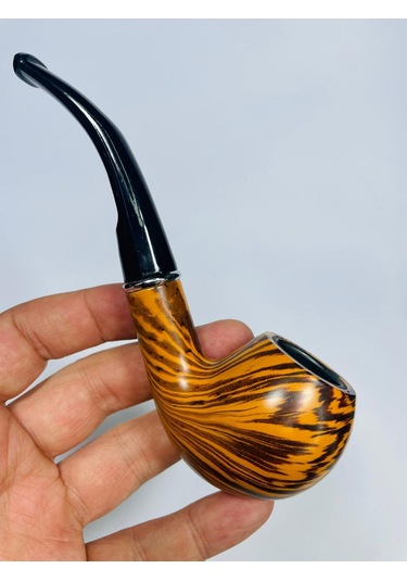 Ahşap Görünümlü Çizgili Pipo 2parça //13cm