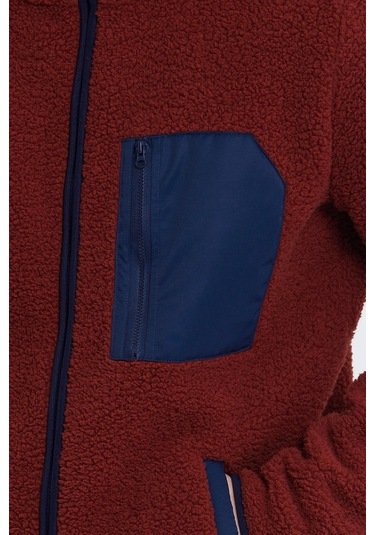 Erkek Dik Yaka Polar Ceket Kiremit