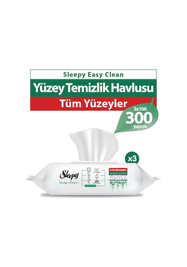 Sleepy Easy Clean Yüzey Temizlik Havlusu&Mendili 3X100 (300 Yaprak)