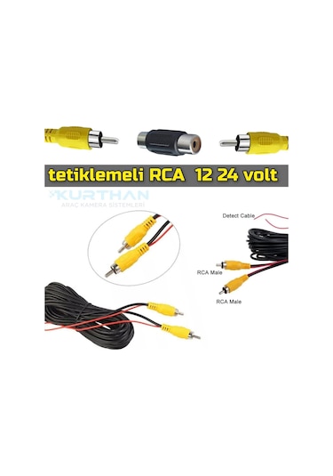 6 Metre Araç Kamerası Video Kablosu Tetiklemeli Rca Soket