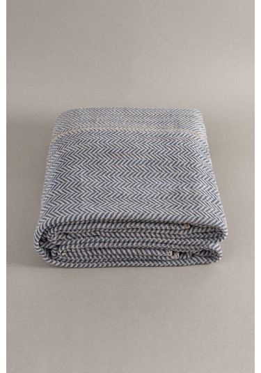 Twin Battaniye Soft Pamuklu Çift Kişilik Battaniye Kahve Mavi 200 Kahve Mavi