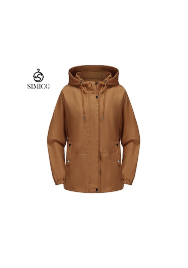 İlkbahar Ve Sonbahar Günlük Kadın Bol Kapüşonlu Rüzgarlık Ceket Kahverengi