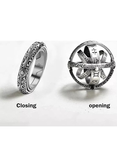 Novahub 1 Adet Moda Astronomik Küre Yüzükler Kadınlar Erkekler İçin Yaratıcı Karmaşık Dönen Kozmik Parmak Yüzüğü Takı Gümüş - 12 Gümüş